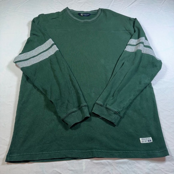 American Eagle Vintage Outfitters Mens Long Sleeve Green Striped Shirt XL - Picture 1 of 10